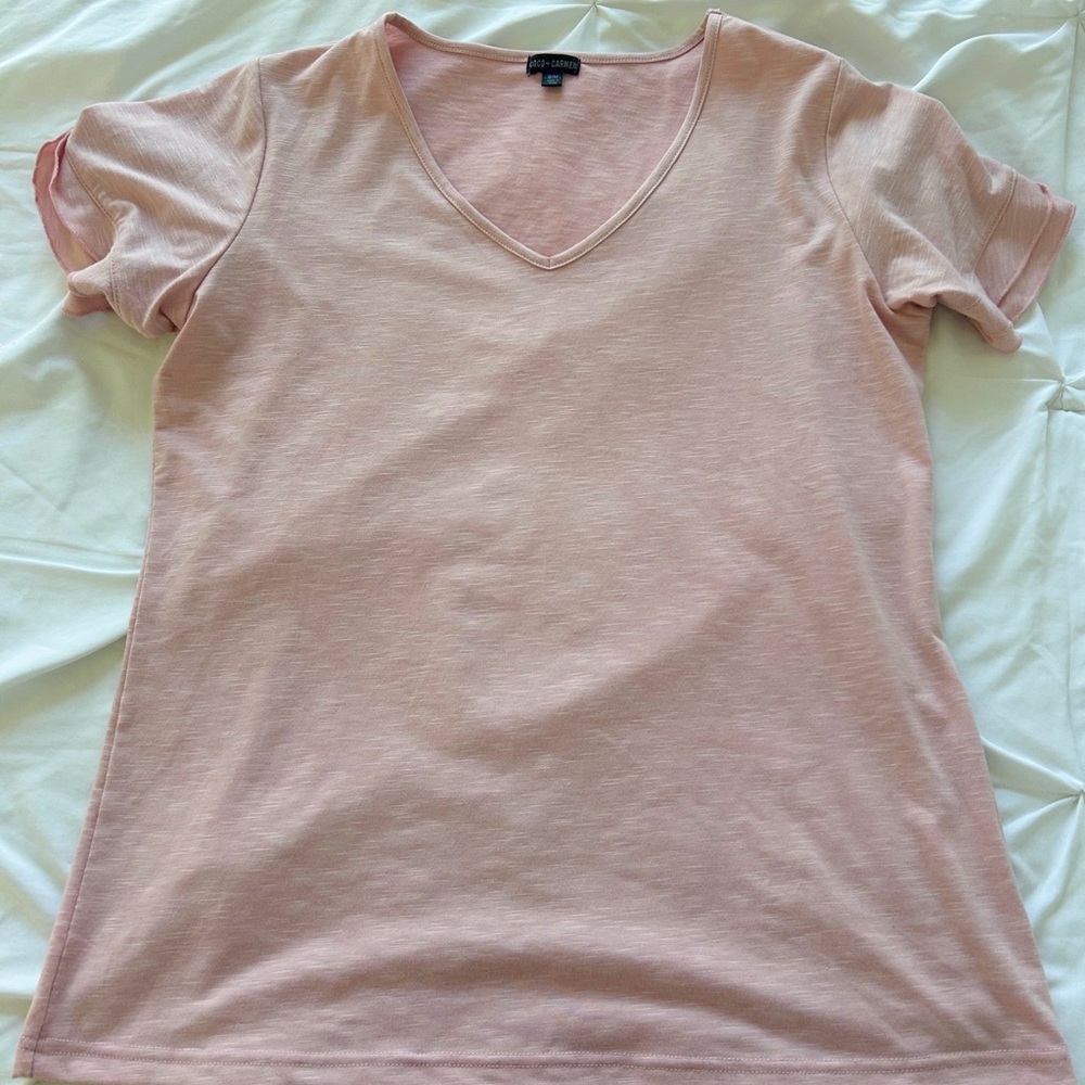 Coco + Carmen Light Pink V-Neck Tee